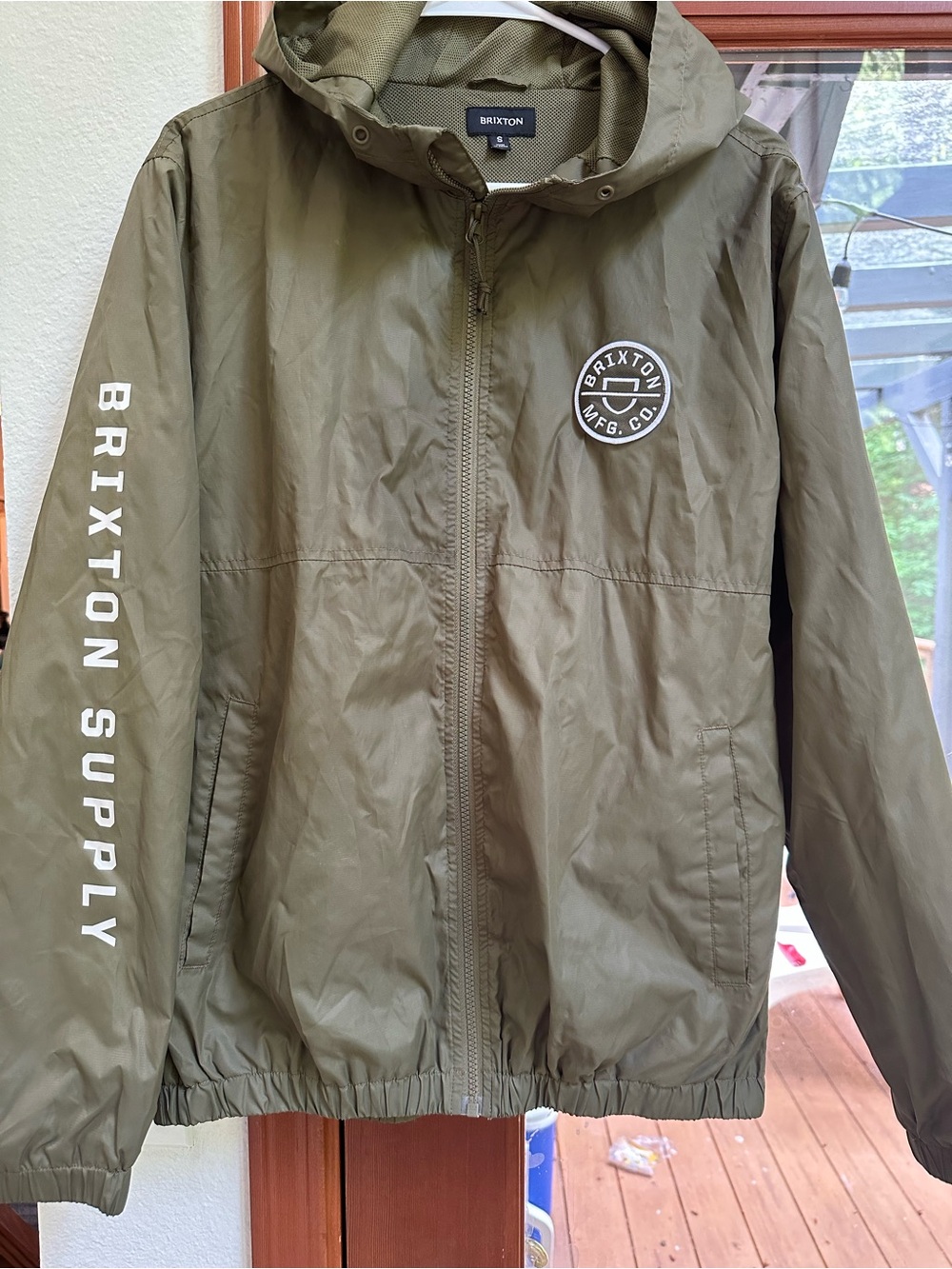 Brixton Olive Green Hooded Windbreaker Jacket